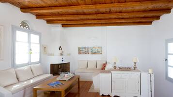 Smart TV, fireplace, video games, DVD player
