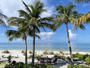 On the beach, sun loungers, beach towels - Beautiful Beach Front Cottage on the Gulf of Mexico (Bonita Springs)
