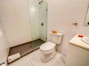 Basic Room | Bathroom | Shower, hair dryer, towels, soap
