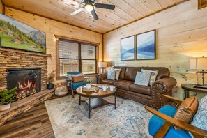 Smart TV, fireplace, video games, books