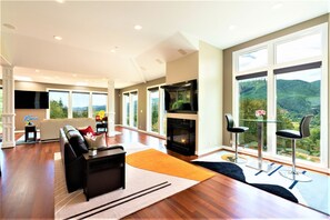 Smart TV, fireplace, video games, table football