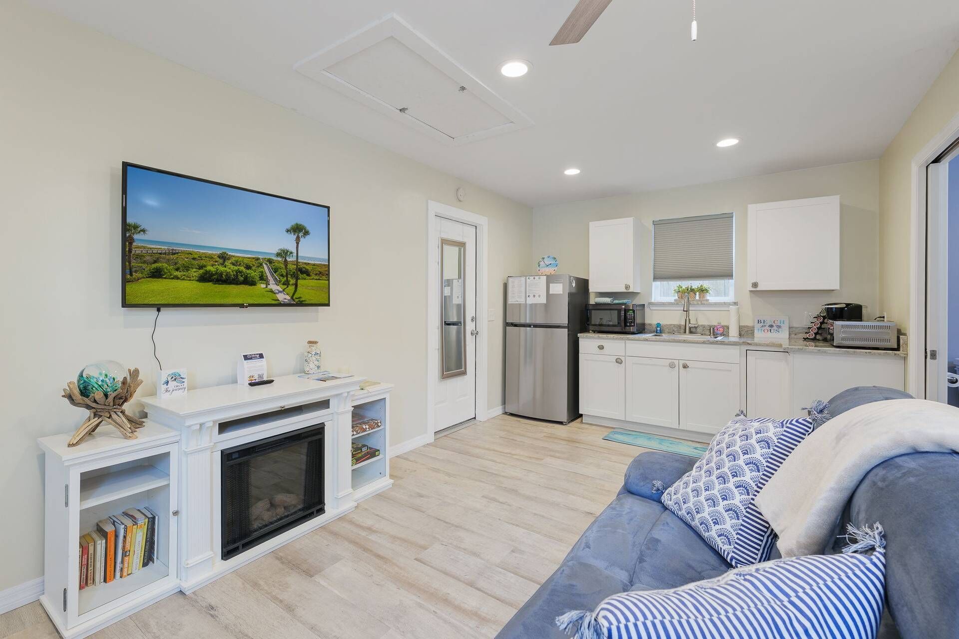 Smart TV and electric fireplace!