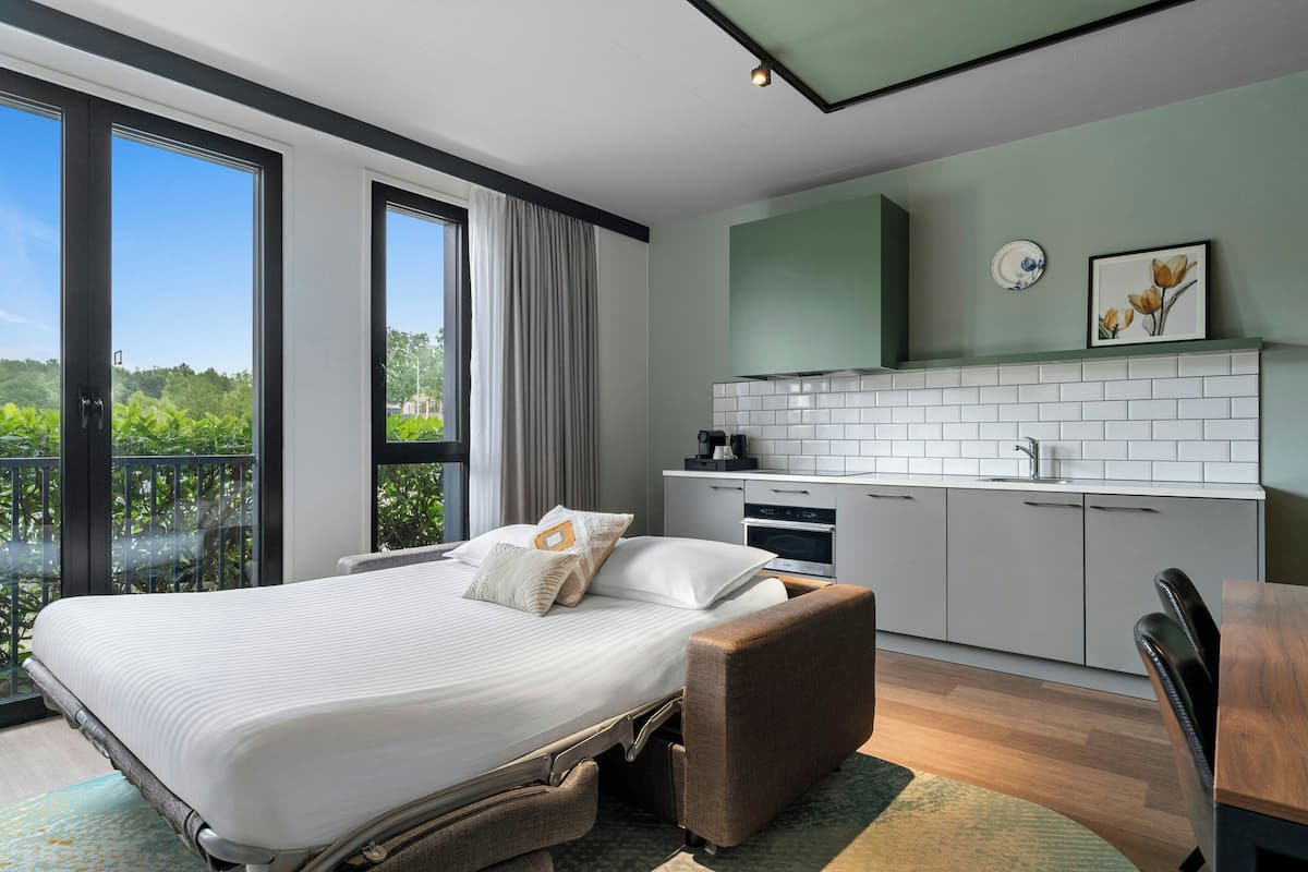 Twin Studio Apartment with Sofa Bed | In-room safe, desk, laptop workspace, soundproofing