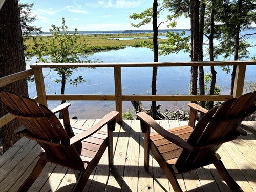Lakefront Glamping in a Tiny A-Frame Cabin with a Fabulous View, near Acadia