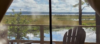 Lakefront Glamping Tent w/ensuite bathroom, King Bed, Fabulous View, near Acadia