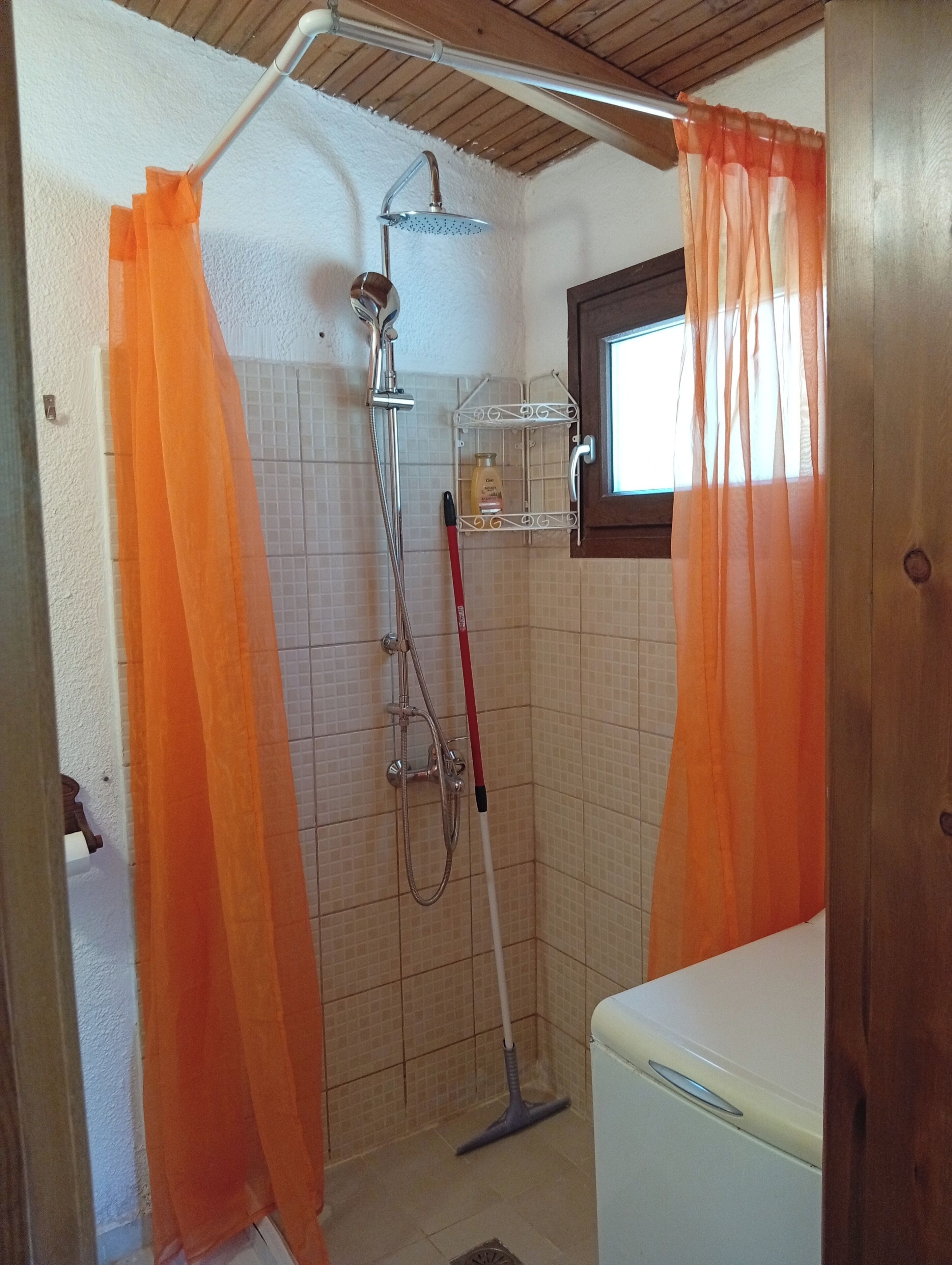 Shower, towels, shampoo