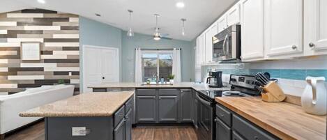 Microwave, oven, stovetop, dishwasher