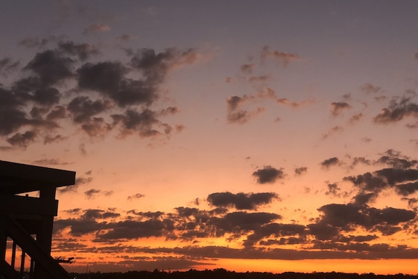 porch view at sunset