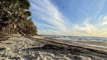 Beach nearby, sun loungers, beach towels