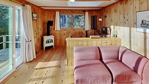 Smart TV, chimenea y libros 