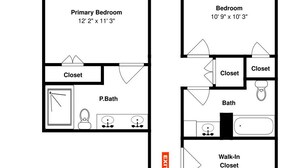 Un plan d’étage d’une maison comprenant un salon, une chambre principale, une chambre d’appoint, une cuisine, une salle de bain, un placard et une sortie.