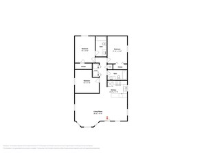 A floor plan with three bedrooms, a living room, a kitchen, a bathroom, and a closet. - Pirates' Treasure by Ryson Vacation Rentals (Galveston)