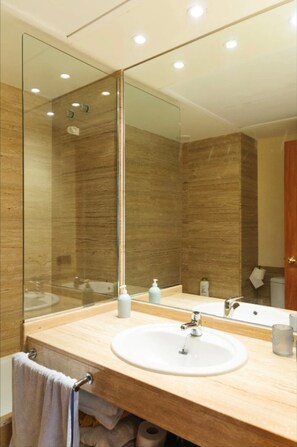 Bañera, secador de pelo y toallas