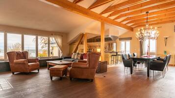 Télévision, cheminée, chaßne hi-fi