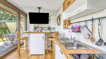 Family Studio, Mountain View (Riverside Suite Ane private beach) | Private kitchen | Fridge, oven, stovetop, electric kettle