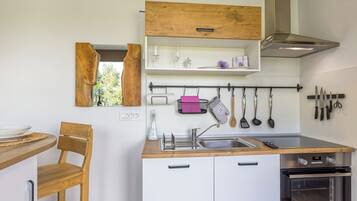 Fridge, oven, stovetop, electric kettle