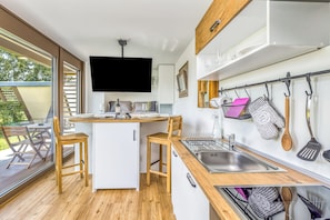 Family Studio, Mountain View (Riverside Suite Ane private beach) | Private kitchen | Fridge, oven, stovetop, electric kettle