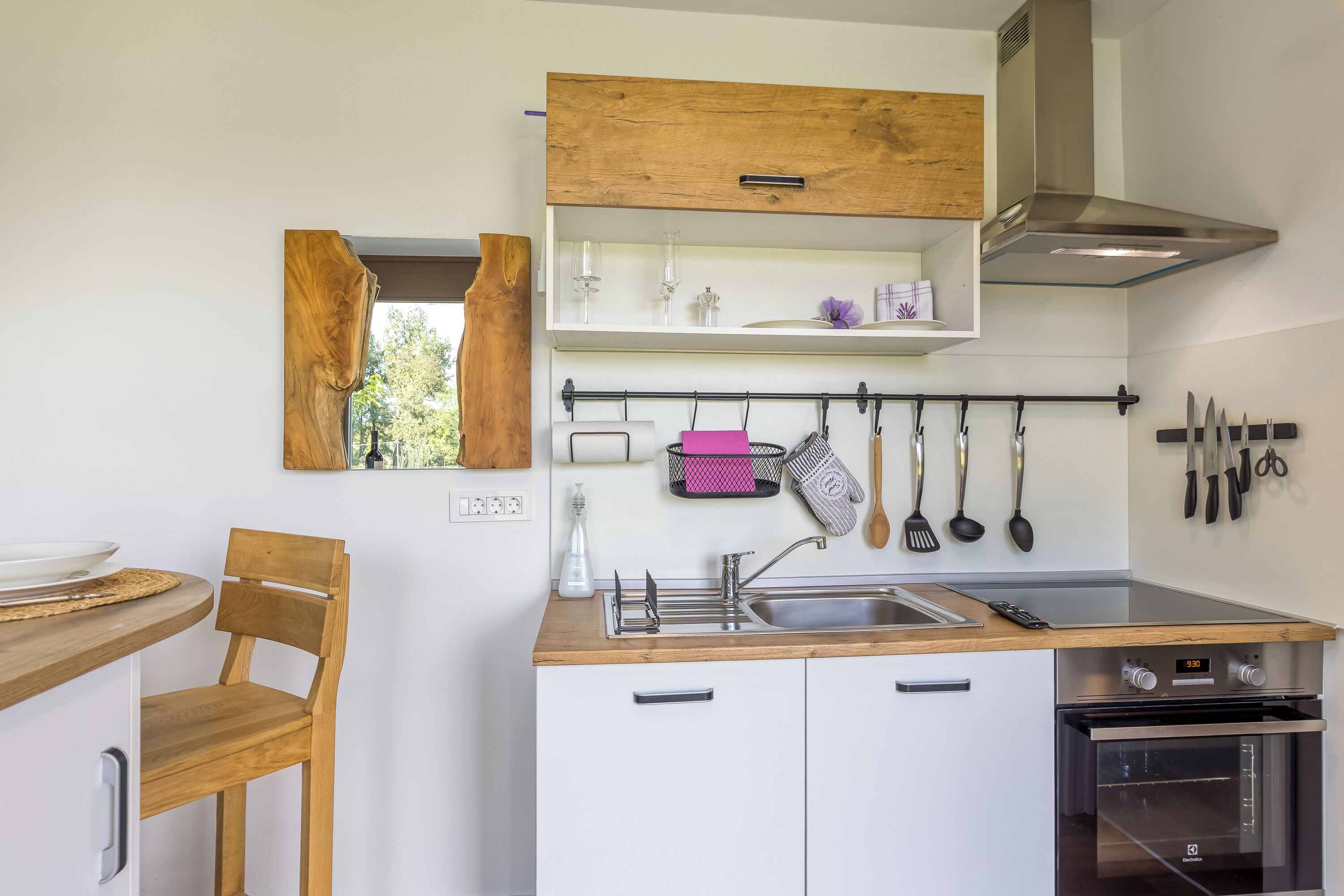 Fridge, oven, stovetop, electric kettle