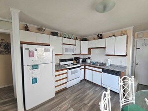 Fridge, microwave, oven, stovetop - Ocean View Villas A1 - First Floor Ocean Front (North Myrtle Beach)