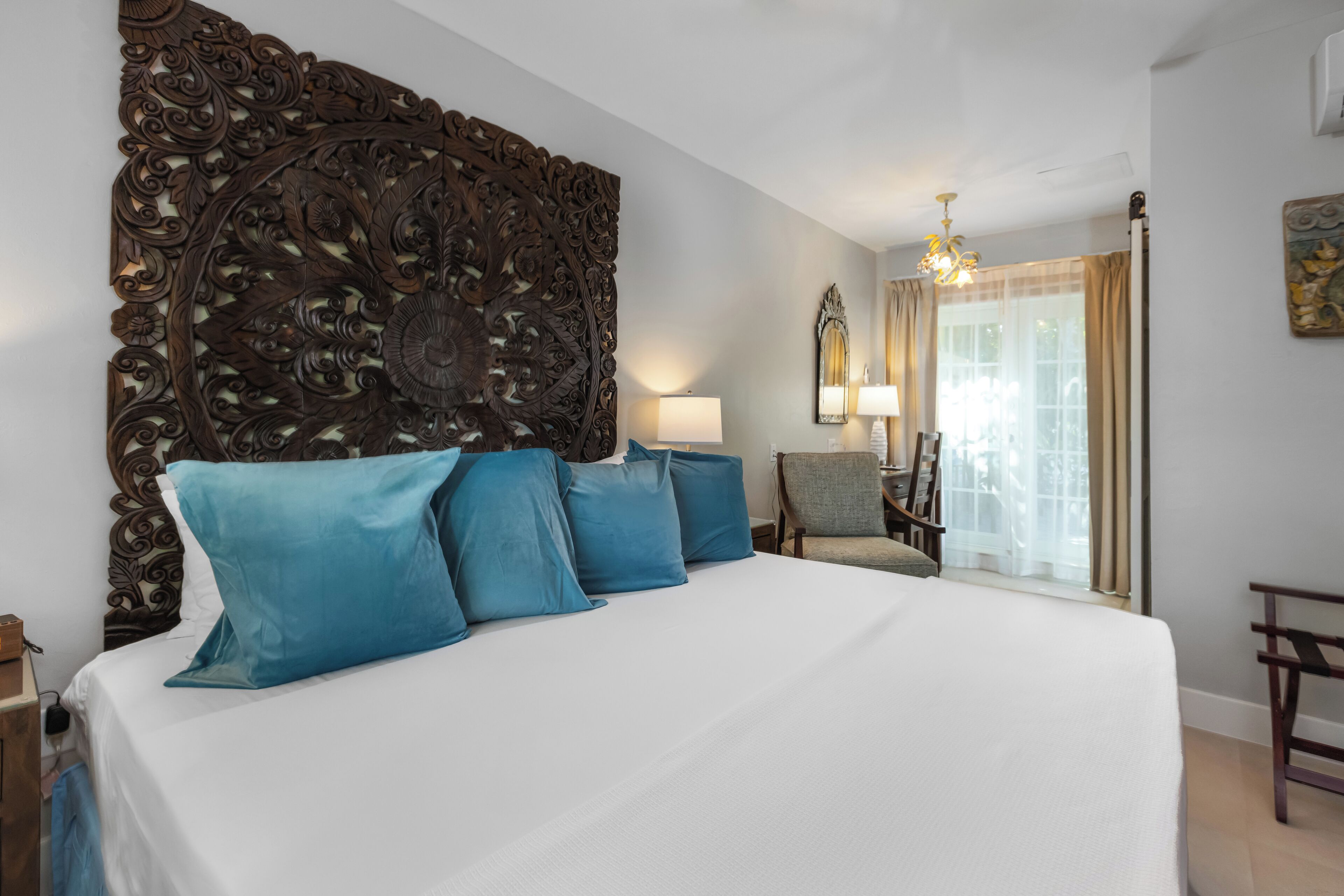 room | premium bedding, blackout curtains, iron/ironing board