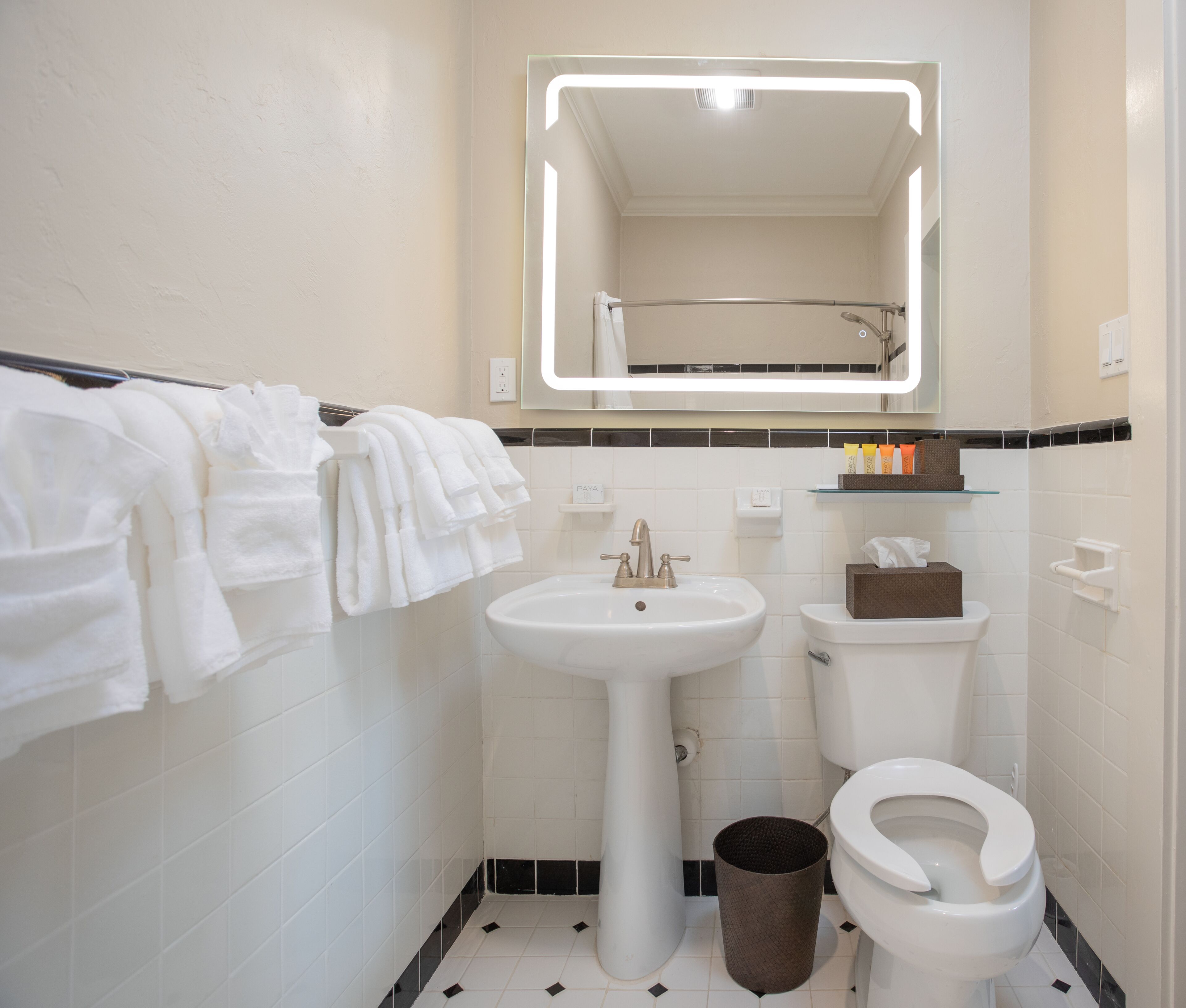 combined shower/bathtub, hydromassage showerhead, designer toiletries