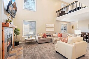 Smart TV, fireplace, video games, offices