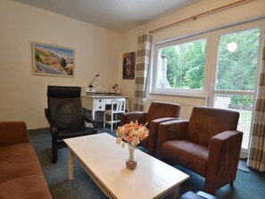 TV, fireplace, table football, stereo