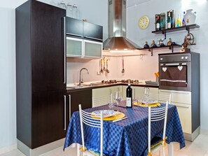 Fridge, oven, stovetop, high chair