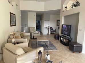 Smart TV, DVD player, books, stereo