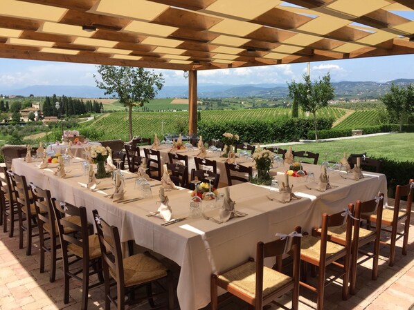Outdoor banquet area