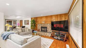 Smart TV, fireplace, video games