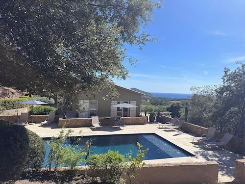 Villa with pool, between olive trees and sea - fantastic view!