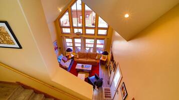 Smart TV, fireplace, DVD player, books