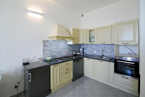 Fridge, oven, stovetop, dishwasher