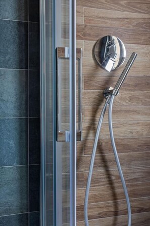 Regadera, secadora de cabello, bidet, toallas 