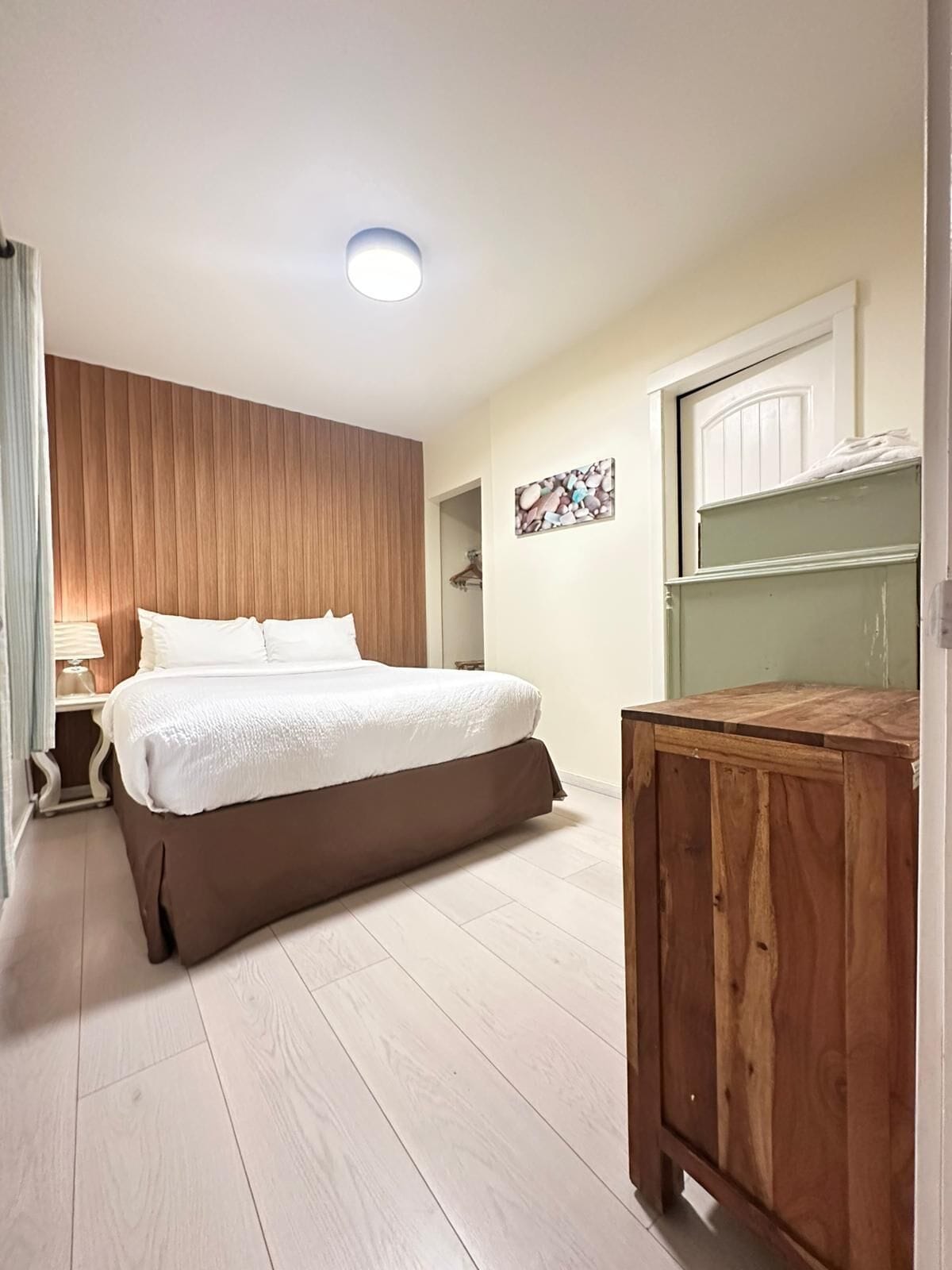 Cottage | Desk, laptop workspace, blackout curtains, iron/ironing board