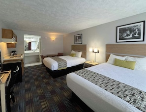 Desk, blackout curtains, free WiFi, bed sheets