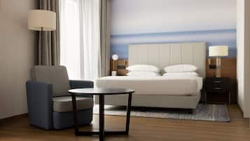 In-room safe, desk, laptop workspace, blackout drapes