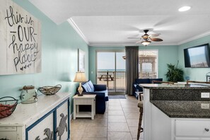 Condo, Multiple Beds, Hot Tub | Living room | TV - Treasure Island 0105 (Panama City Beach)