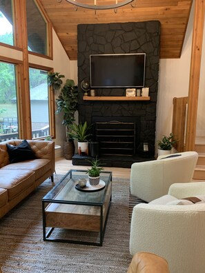 Smart TV, fireplace, video games, computer monitors