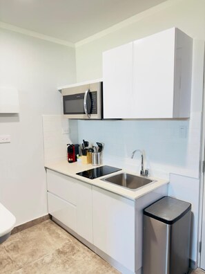 Fridge, microwave, stovetop, dishwasher