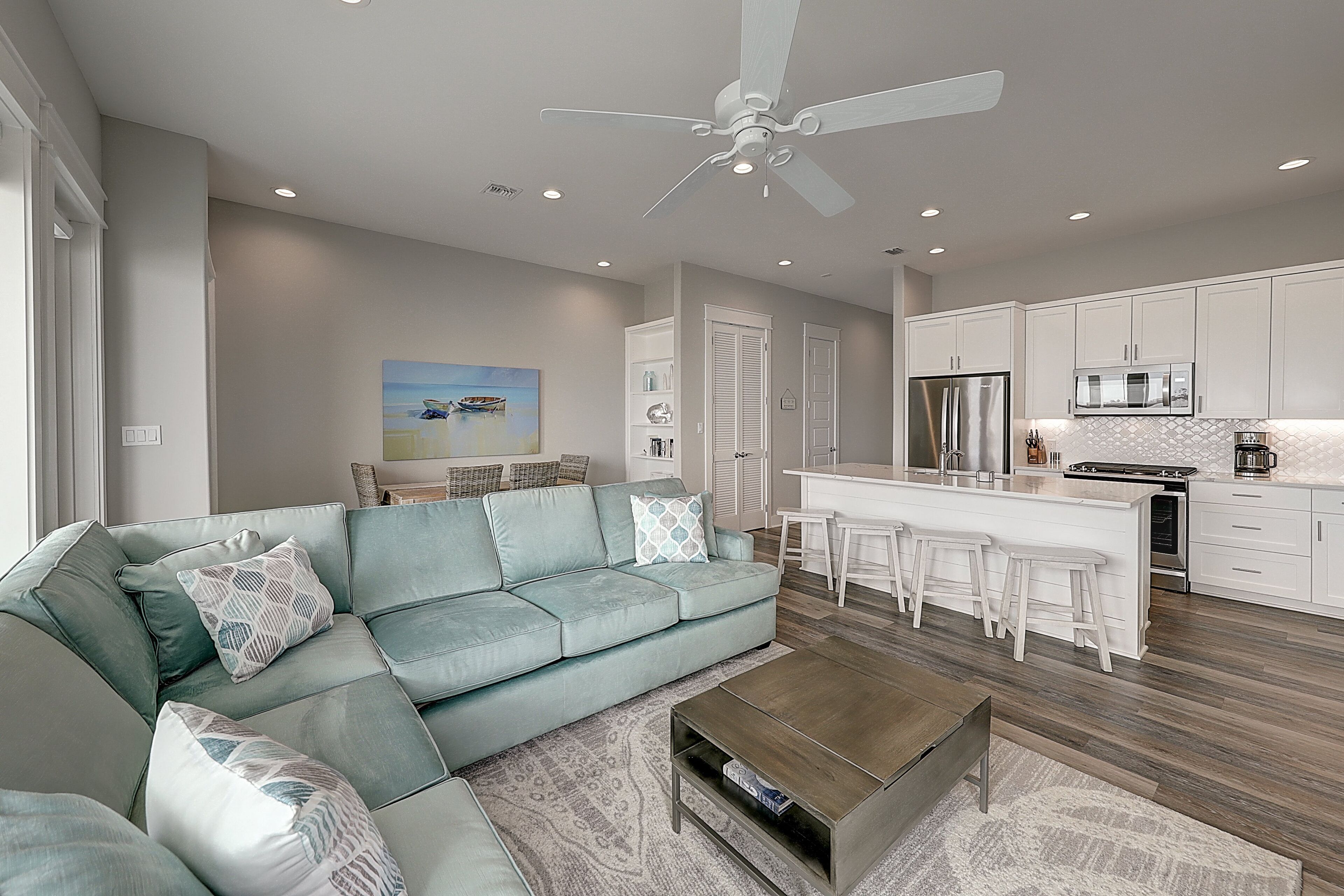 Waterfront haven with Bay views, patio, luxe suites, and shared dock and pool