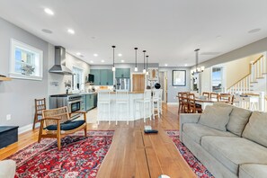 TV, fireplace - Canal-front getaway with private hot tub, large deck & firepit - dog-friendly (Ocean City)