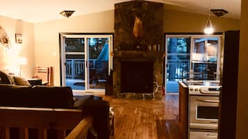 Télévision, cheminée, jeux vidéo, lecteur de DVD