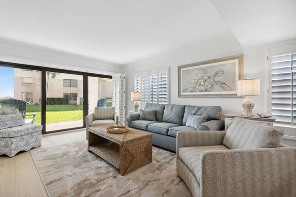 Spacious Living Area with Sliders to Private Covered Patio and Flat Screen Smart TV (Sleeper Sofa)