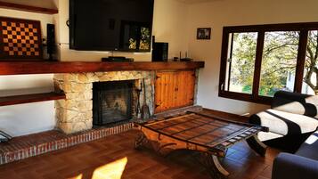TV, fireplace