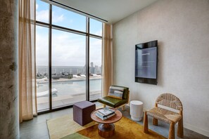 A rooftop pool, a heated pool