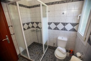 Shower, free toiletries, hair dryer