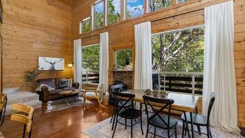 Smart TV, fireplace, table football, books