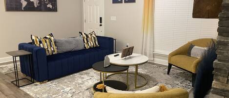 Smart TV, fireplace, computer monitors